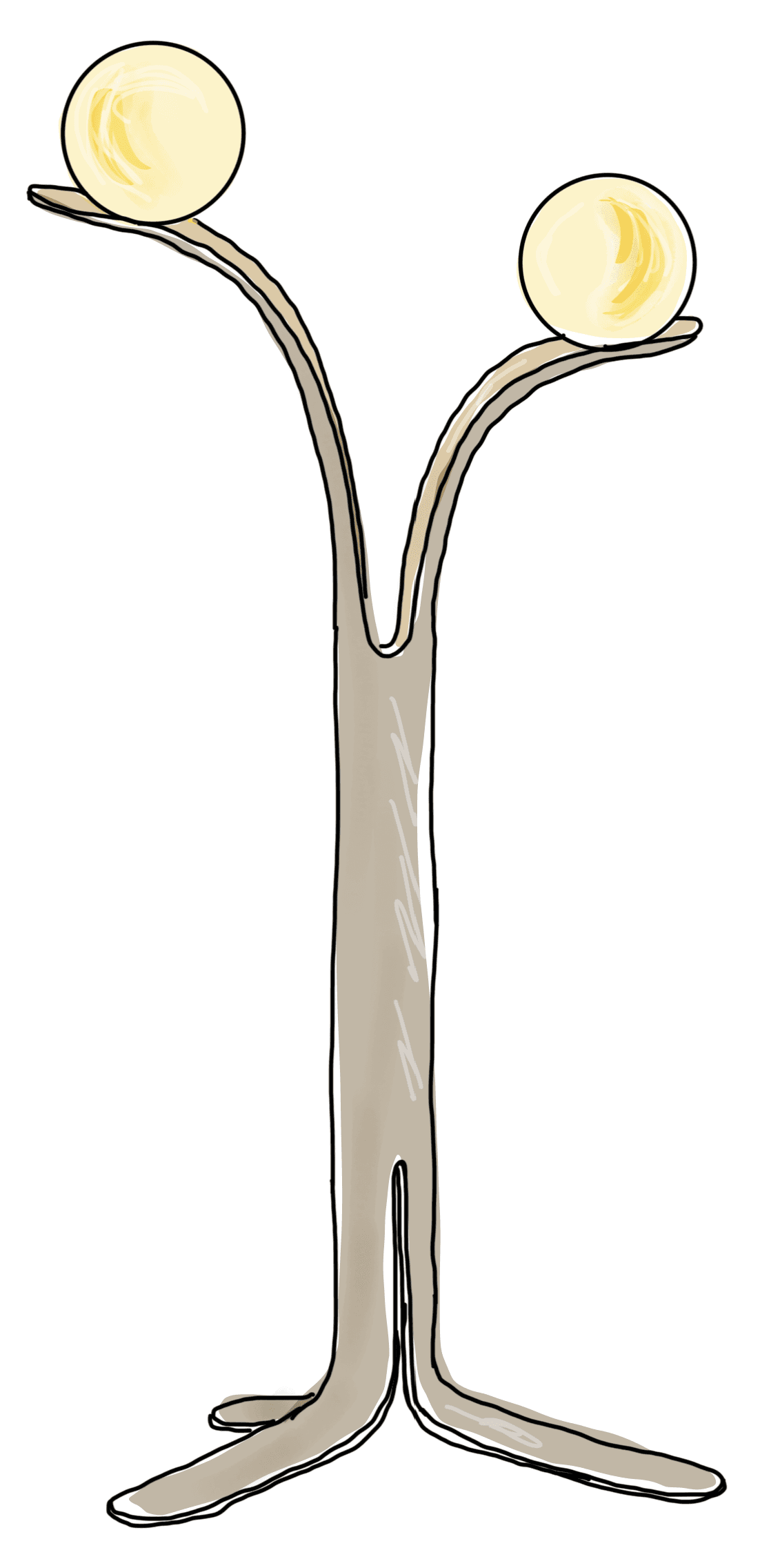 A floor lamp with a unique, organic design. It features a central stem that splits into two curved a… — free BLEND 3D model