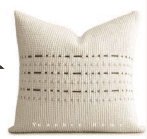 A square-shaped decorative throw pillow featuring a textured knitted pattern. The pillow is off-whit… — 3D model