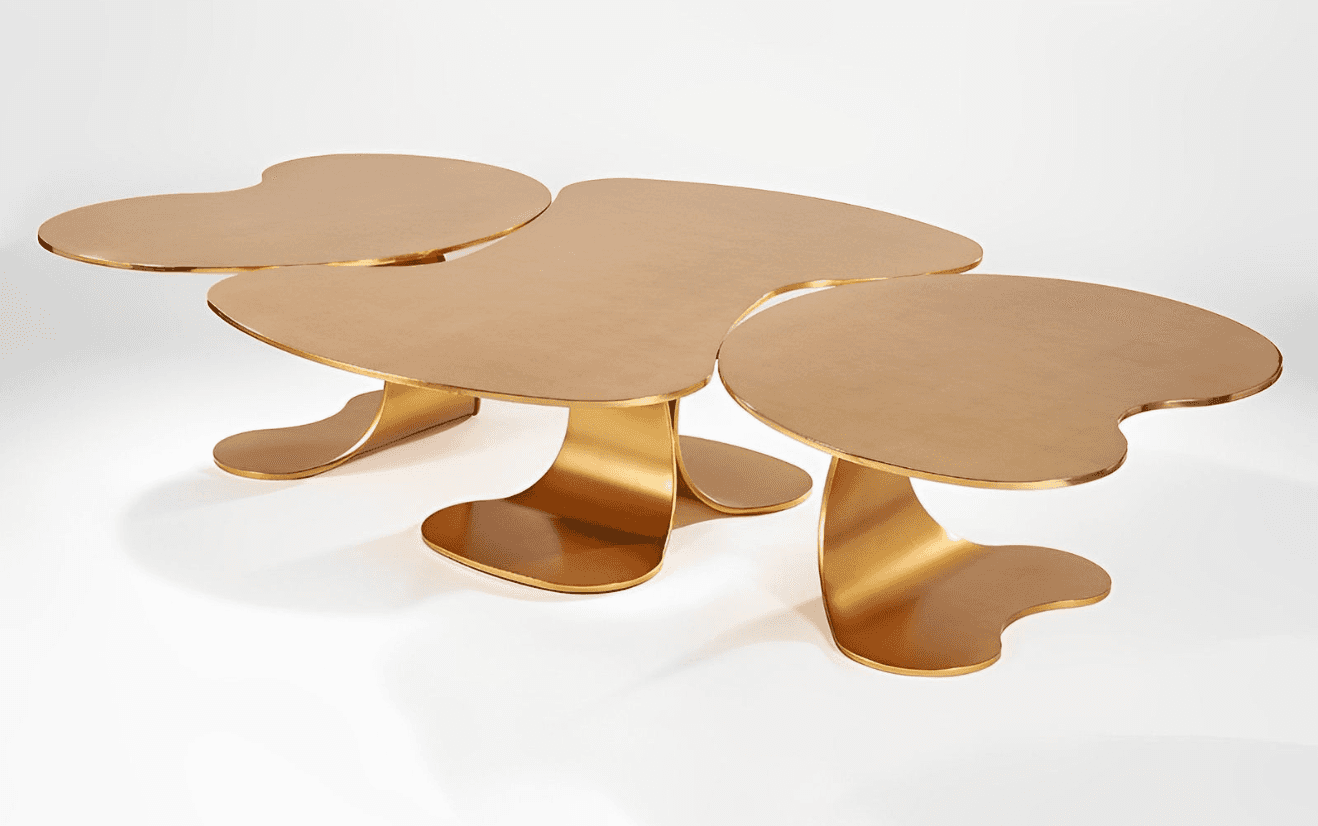 A contemporary coffee table with a unique, organic design. It features multiple, interconnected leaf… — 3D model