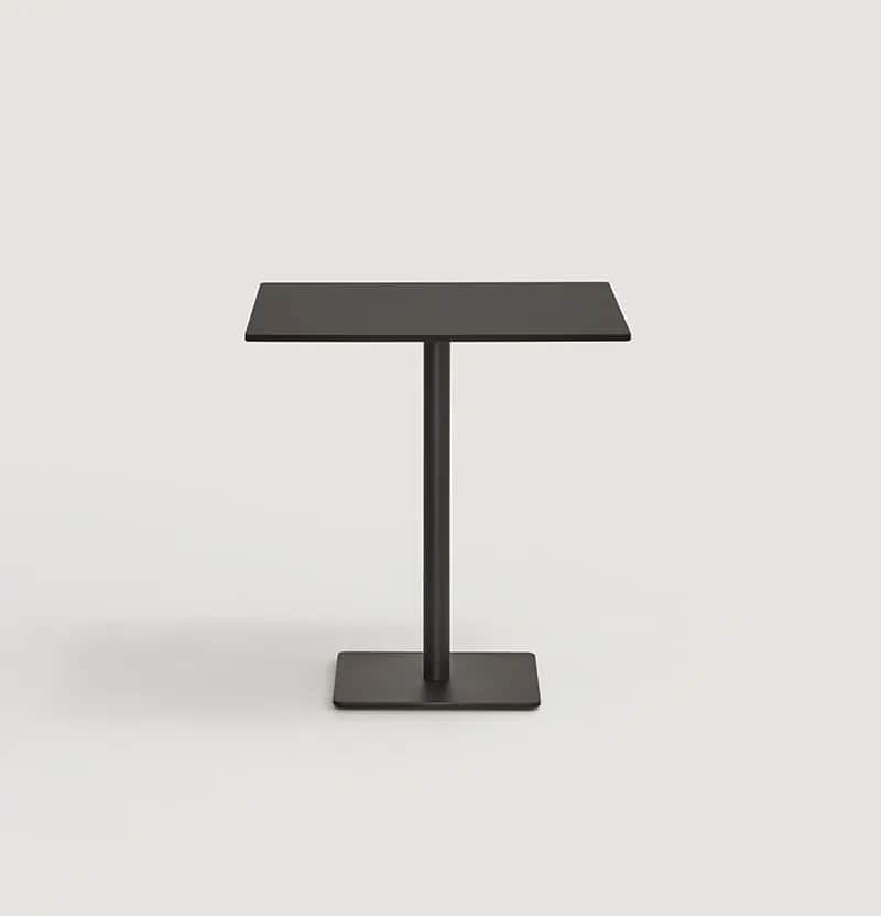 A modern minimalist accent table featuring a square tabletop, a slender central pedestal, and a flat… — 3D model