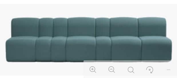 A modern, modular sofa with a low profile and a series of cushioned segments forming both the seat a… — 3D model