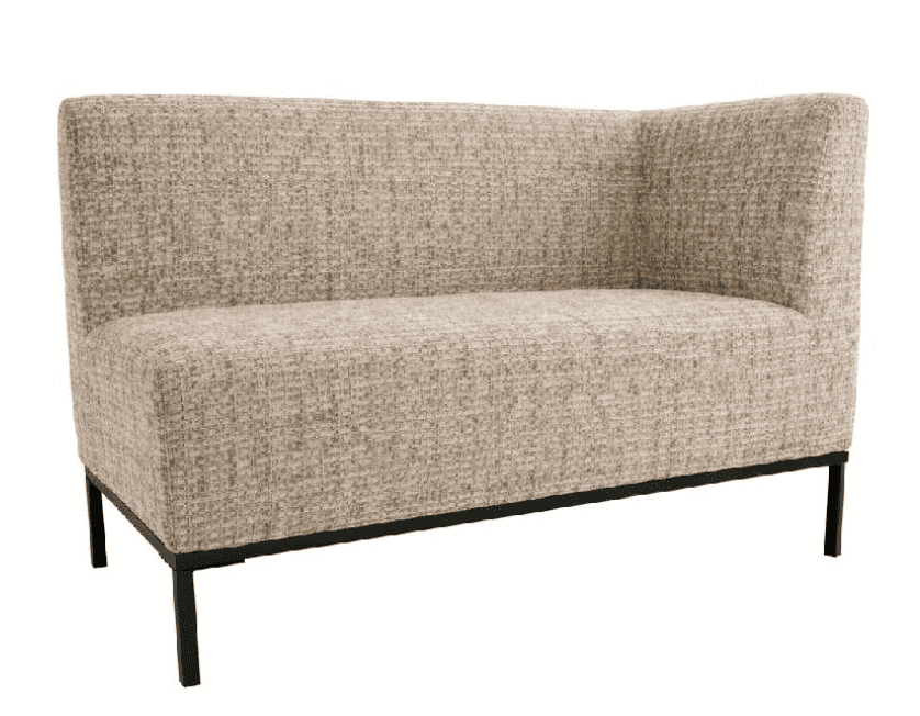 A modern, upholstered corner sofa or settee with a high back and a textured fabric. It features a mi… — 3D model
