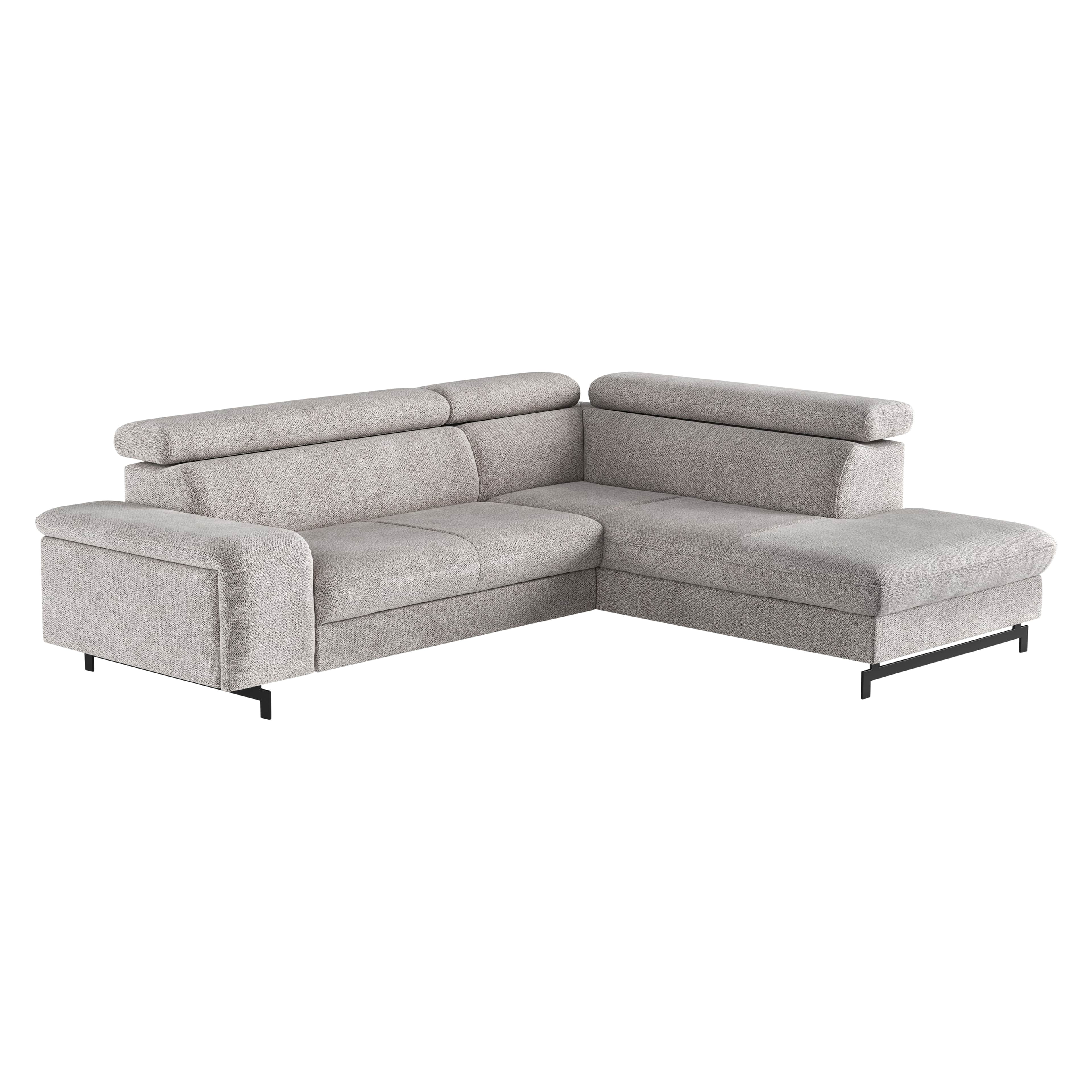 A modern L-shaped sectional sofa upholstered in a light grey textured fabric. It features a clean-li… — free SKP 3D model