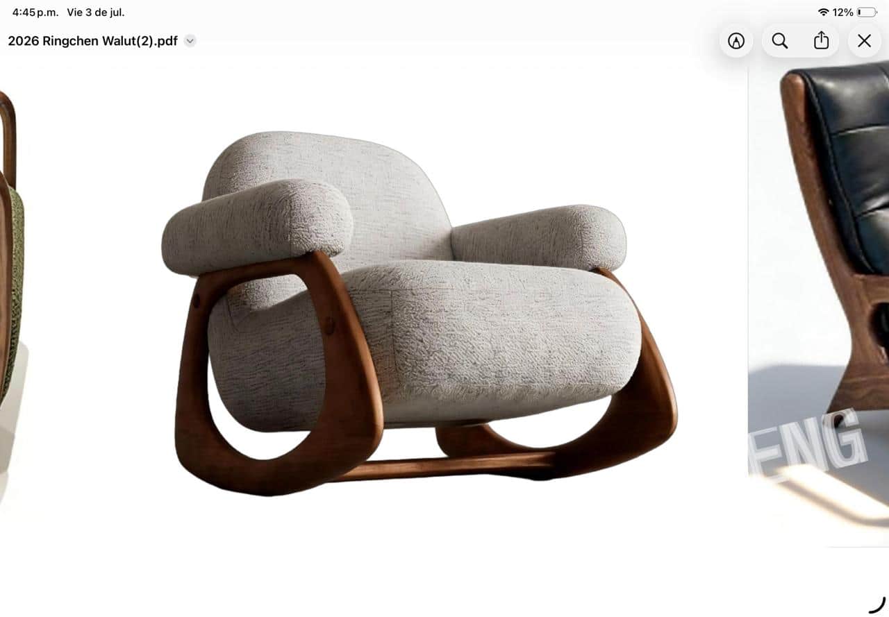 A modern lounge chair featuring a generously padded light gray upholstered seat and backrest, suppor… — free GLTF 3D model