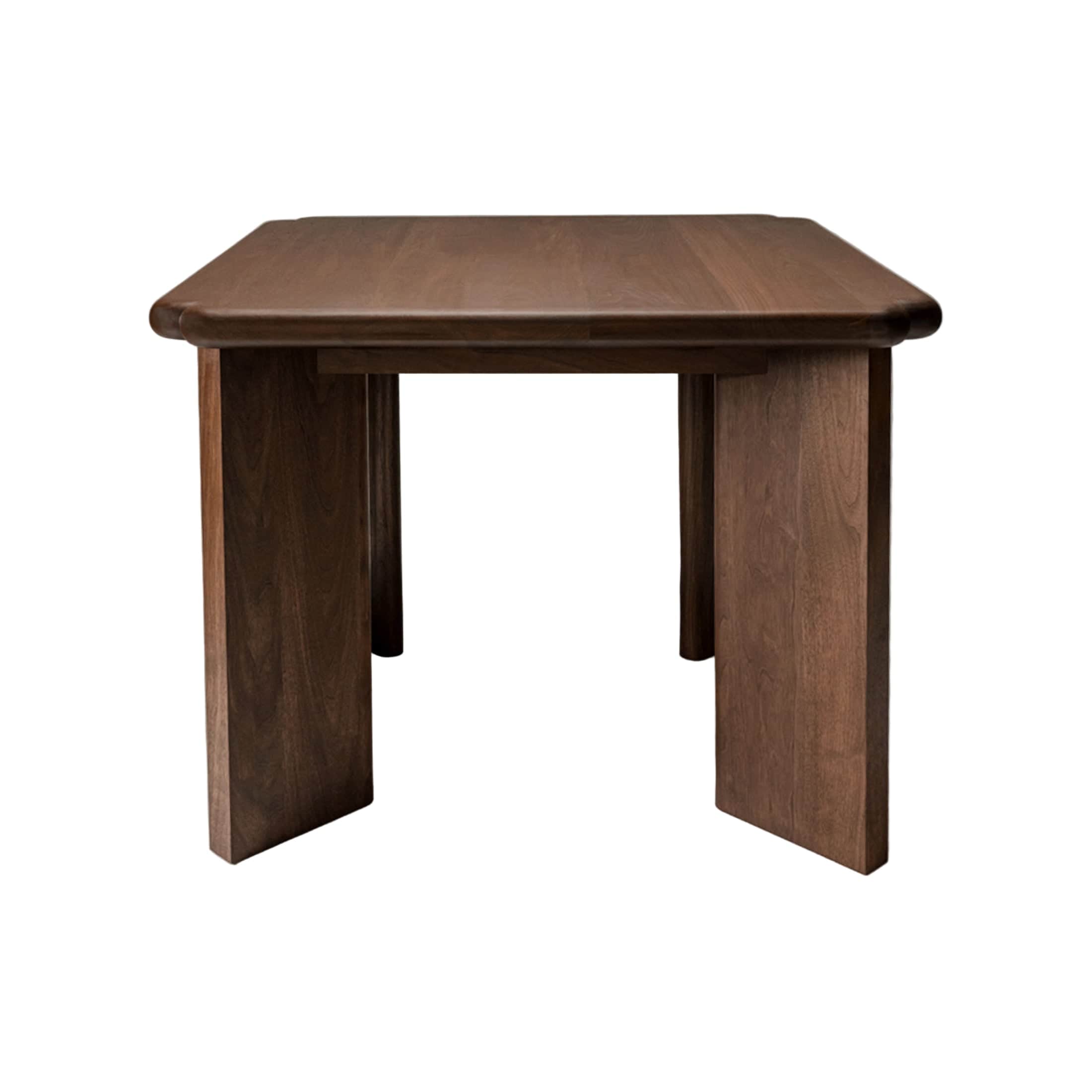 A minimalist square accent table crafted from solid dark brown walnut wood, featuring thick, block-l… — 3D model