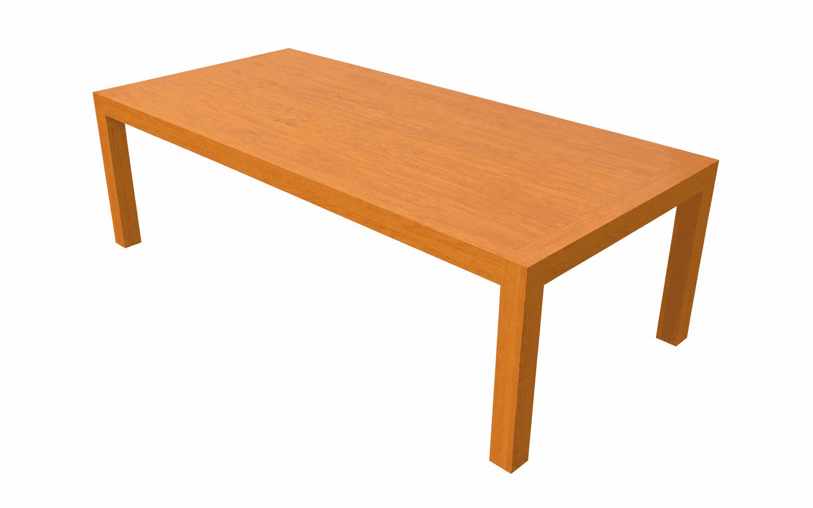 A rectangular table with a wooden top and four solid legs. The legs appear to be integrated into the… — 3D model