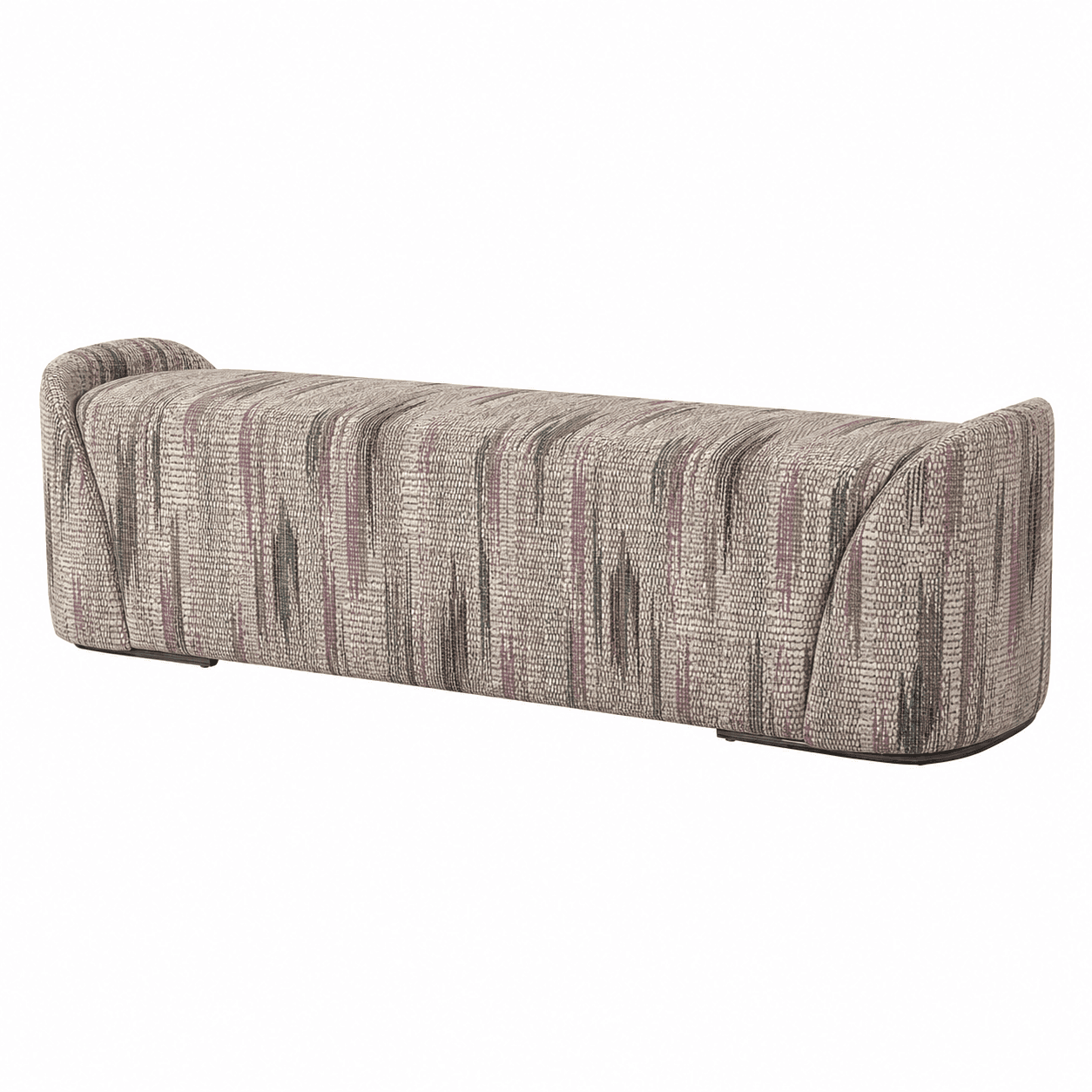A contemporary upholstered bench featuring a long rectangular form with subtly curved ends, complete… — 3D model