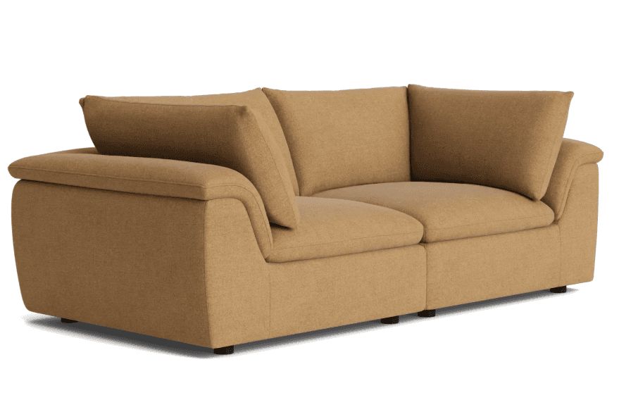 A two-seater sofa with a chaise longue extension on the left side. It features plush cushions for bo… — 3D model