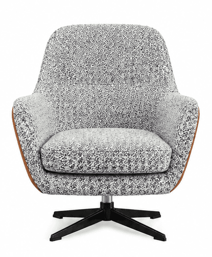 A modern lounge chair featuring a broad, rounded back and seat, upholstered in a distinctive black,… — 3D model