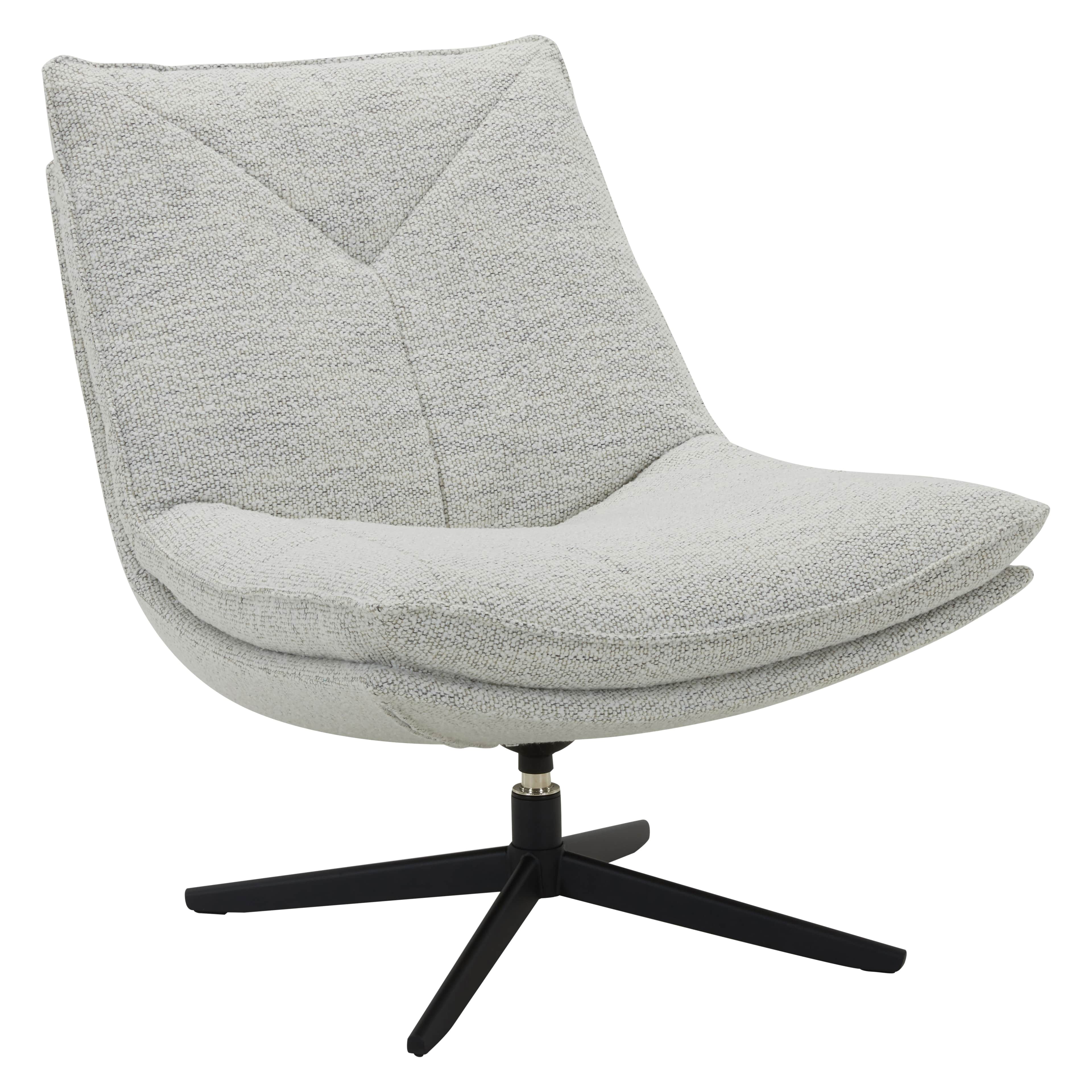 An armless contemporary lounge chair upholstered in a light grey, textured woven fabric, featuring a… — 3D model