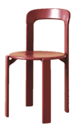 A modern armless side chair featuring a vibrant red, monochromatic finish. It has a round seat, a ge… — 3D model