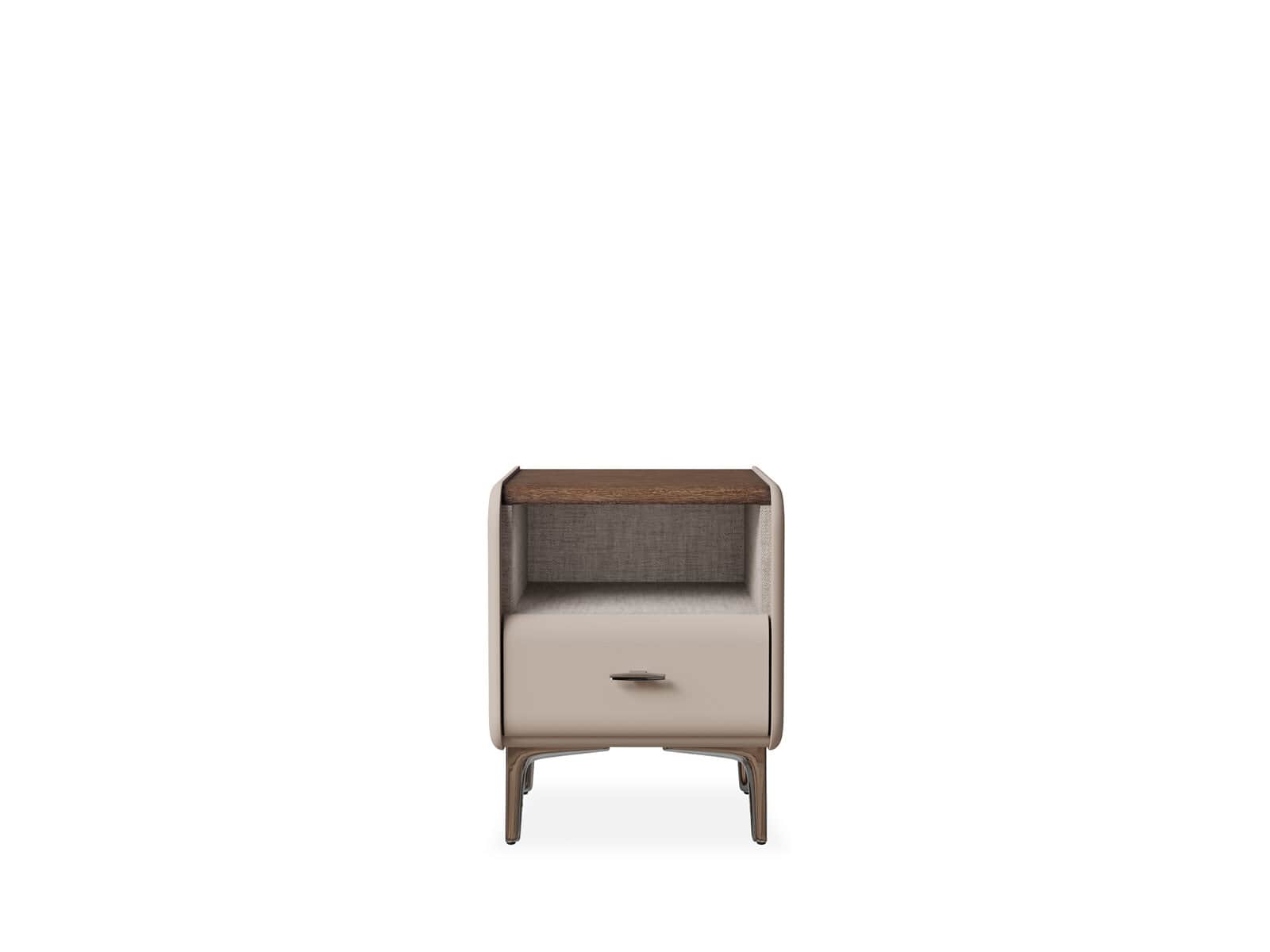 A modern nightstand featuring a combination of materials. The top surface appears to be wood, with a… — free BLEND 3D model