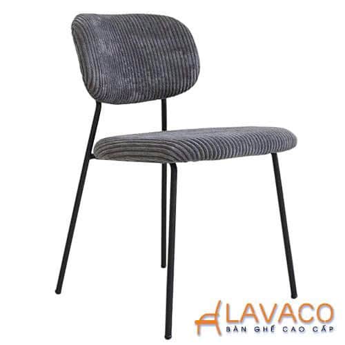 A modern dining or side chair featuring a gray ribbed corduroy upholstery on both the seat and backr… — 3D model