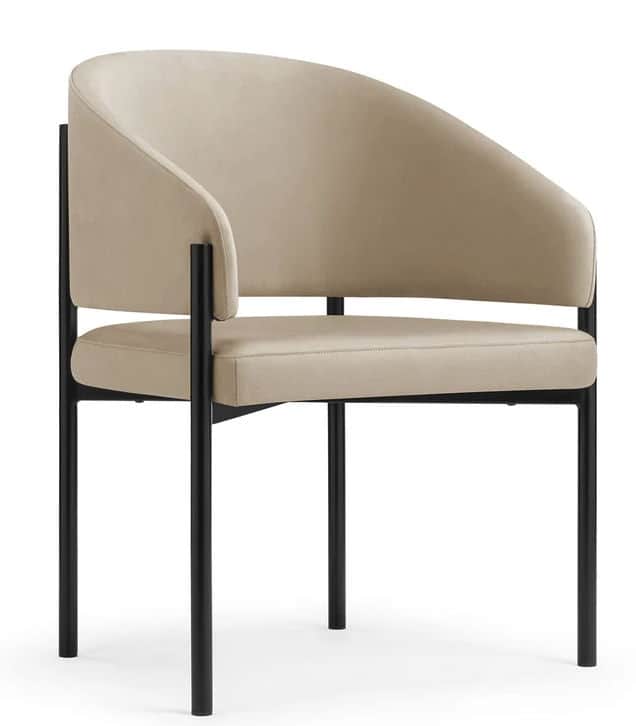 An upholstered armchair featuring a curved backrest that seamlessly transitions into integrated armr… — 3D model