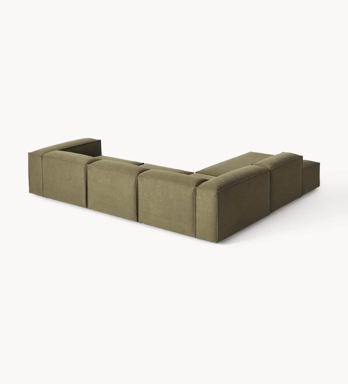 A sectional sofa with a modular design, featuring low-profile, block-like modules. It is upholstered… — free GLTF 3D model