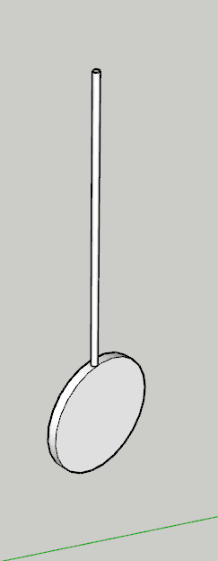 A simple, line-drawing illustration of a minimalist pendant light. It features a long, thin vertical… — 3D model