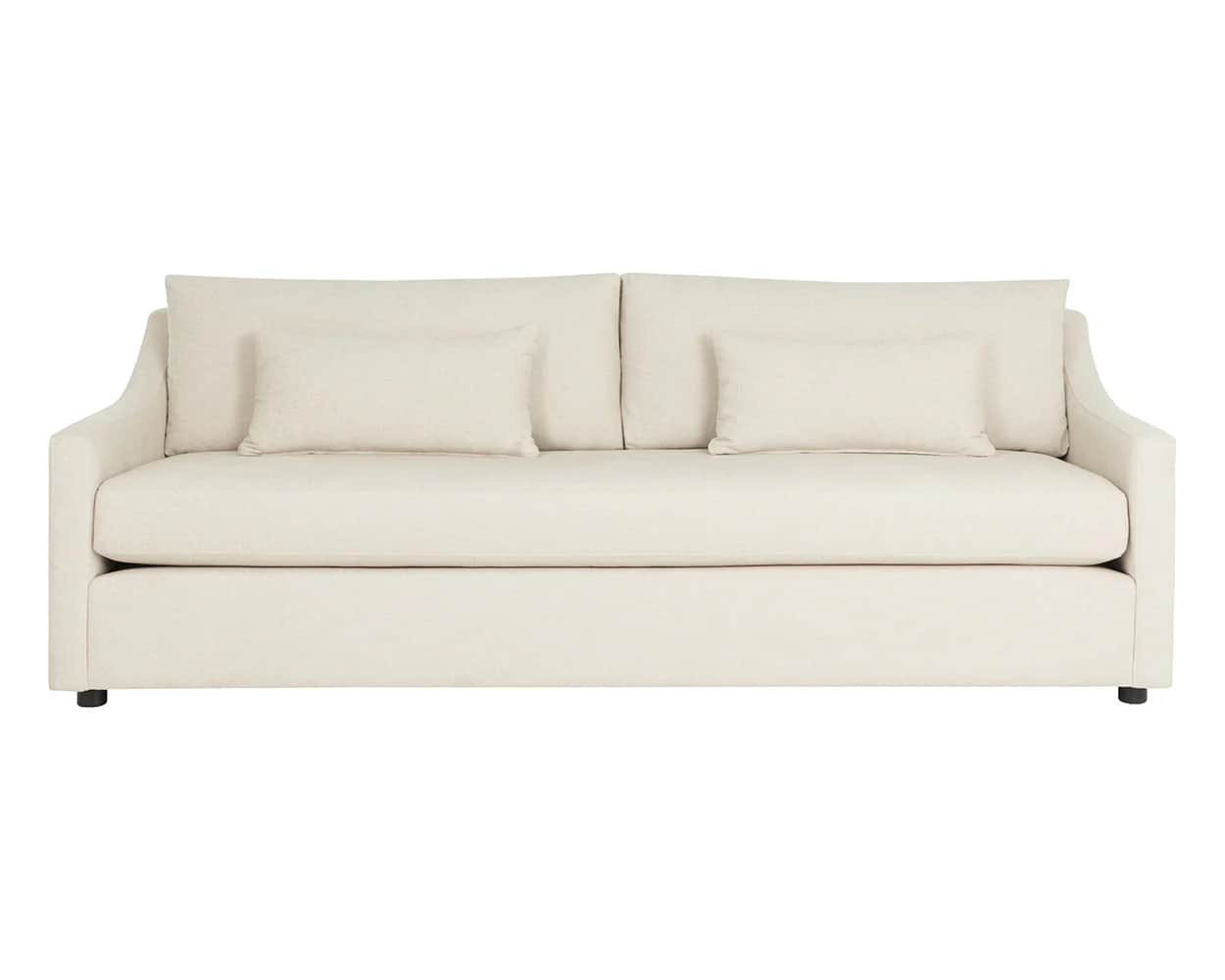 A contemporary sofa with a light-colored textured fabric upholstery. It features a deep seat, loose… — 3D model