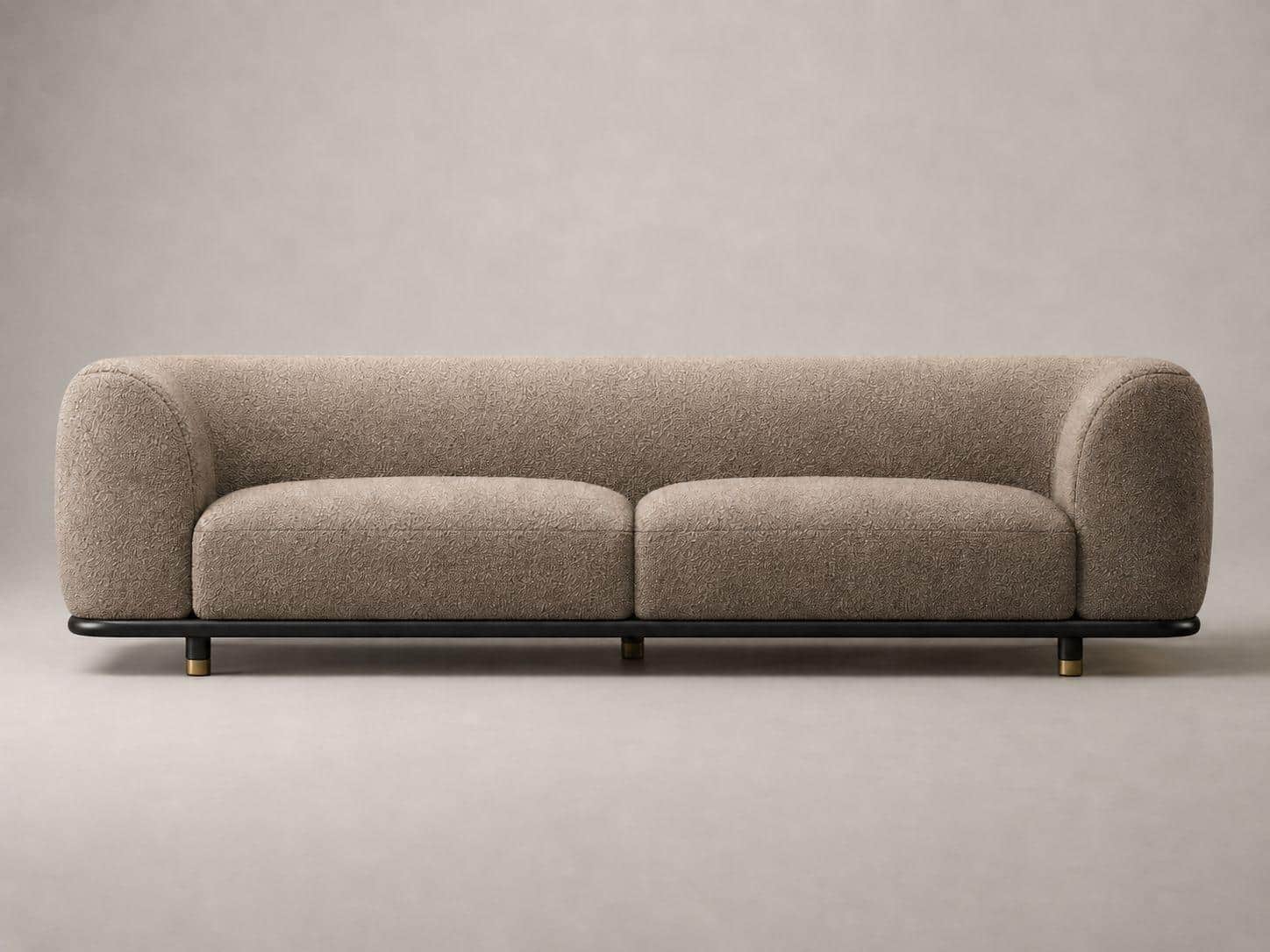 A modern two-seater sofa featuring a curvilinear, minimalist design. The body is fully upholstered i… — 3D model