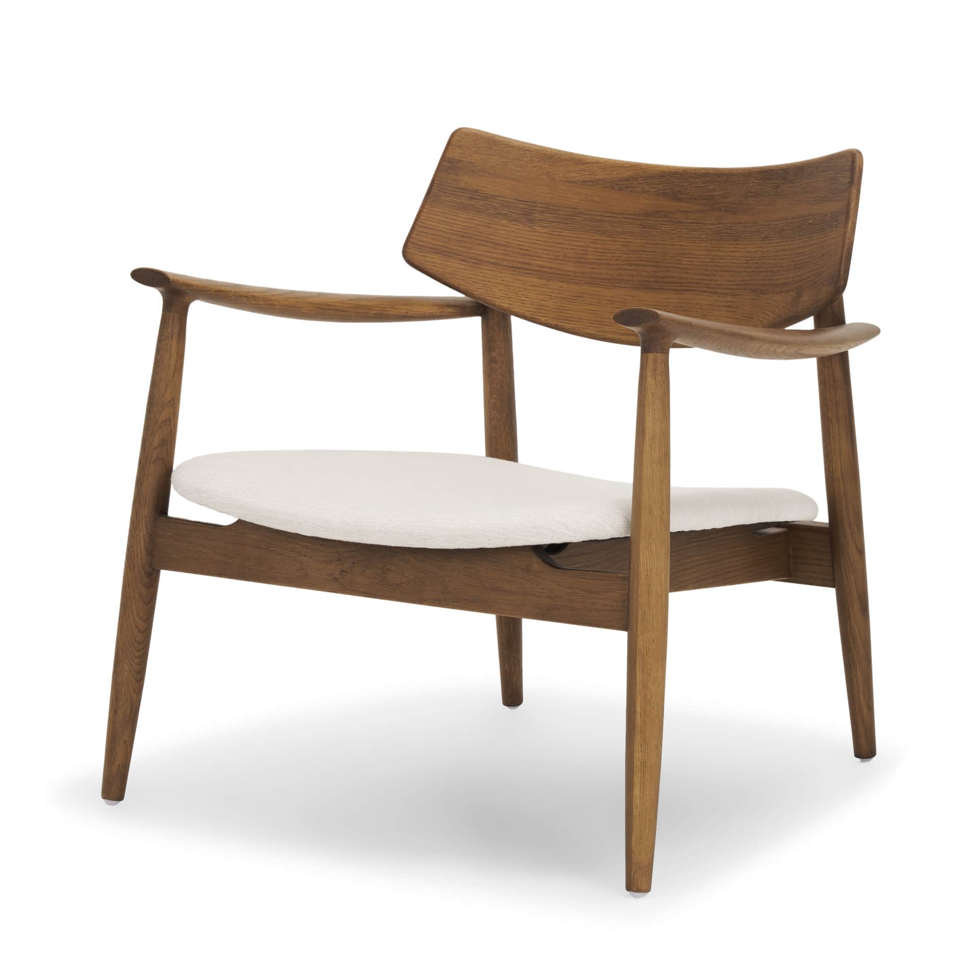 A classic Mid-Century Modern armchair featuring a gracefully curved wooden backrest and integrated a… — 3D model