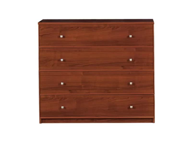 A rectangular chest of drawers featuring four equally sized drawers, each fitted with two square sil… — 3D model