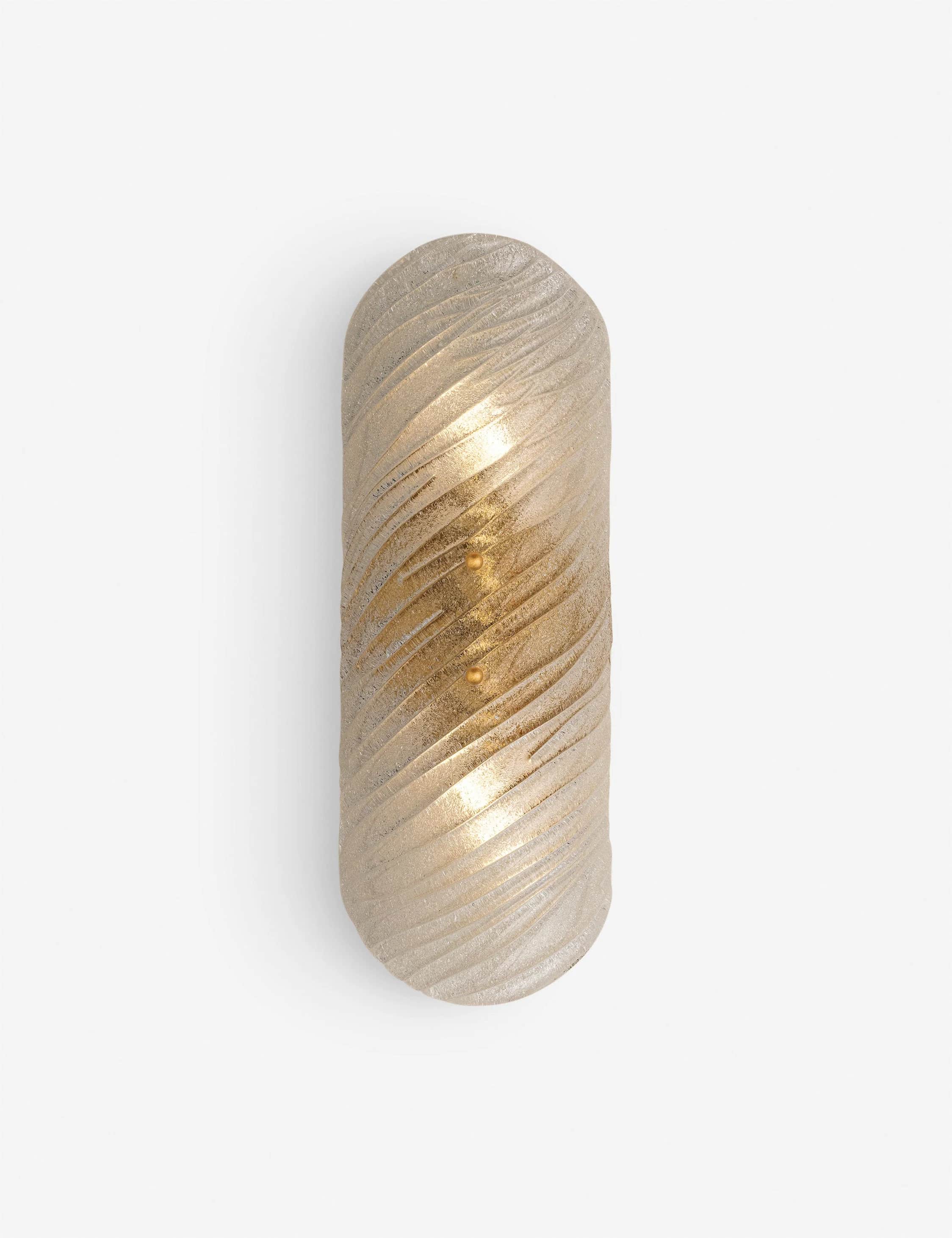 A tall, vertically oriented wall sconce featuring a heavily textured, swirled glass diffuser that em… — 3D model