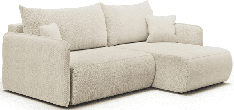 A modular chaise sofa with clean lines and upholstered in a textured, light beige fabric. It feature… — 3D model