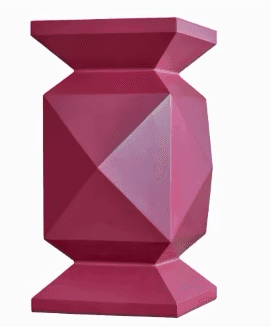 A modern and sculptural pedestal table featuring a unique faceted geometric design, finished in a vi… — 3D model