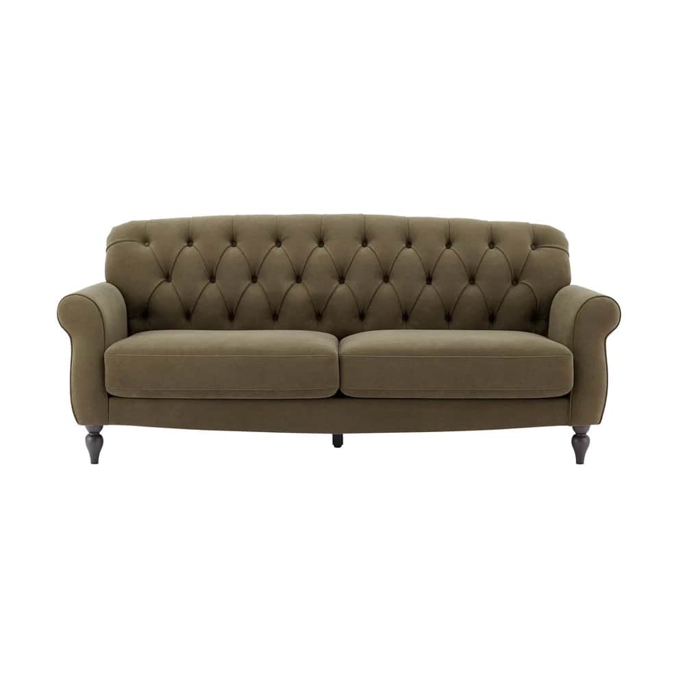 A classic tufted sofa with rolled arms and a supportive backrest. The upholstery features a diamond… — 3D model