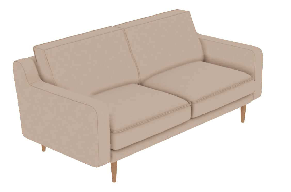 A contemporary two-seater sofa featuring a clean, minimalist design upholstered in a light beige fab… — free OBJ 3D model