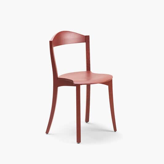 A wooden chair with a curved backrest and a contoured seat. The chair has four legs, with the front… — free FBX 3D model