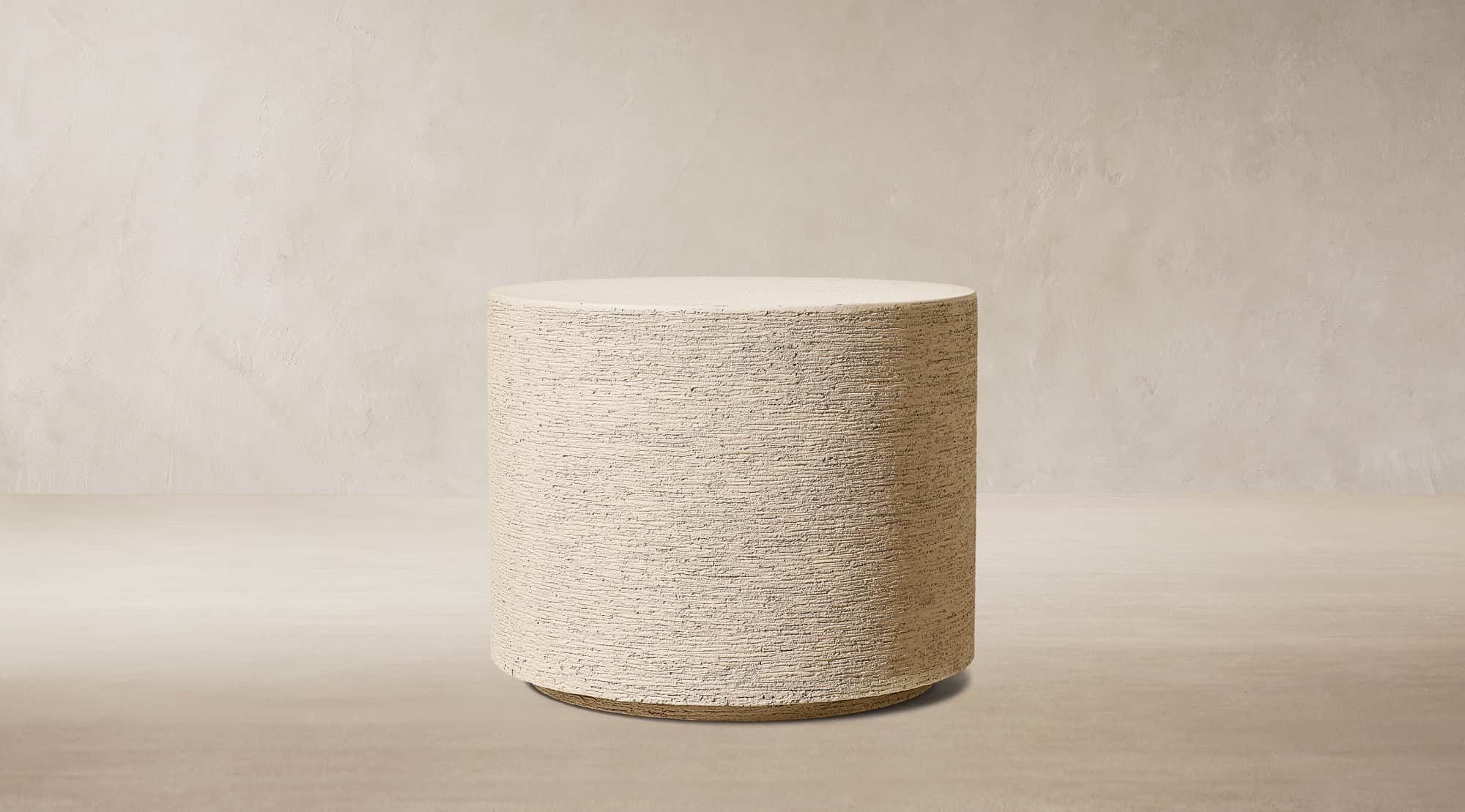 A light beige, cylindrical object with a flat top, featuring a distinctively textured surface that s… — free GLTF 3D model