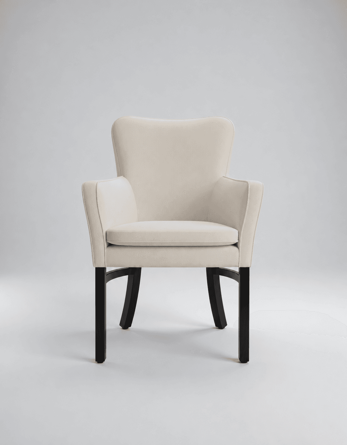 An elegantly designed upholstered dining armchair featuring a high, slightly curved back and padded… — 3D model