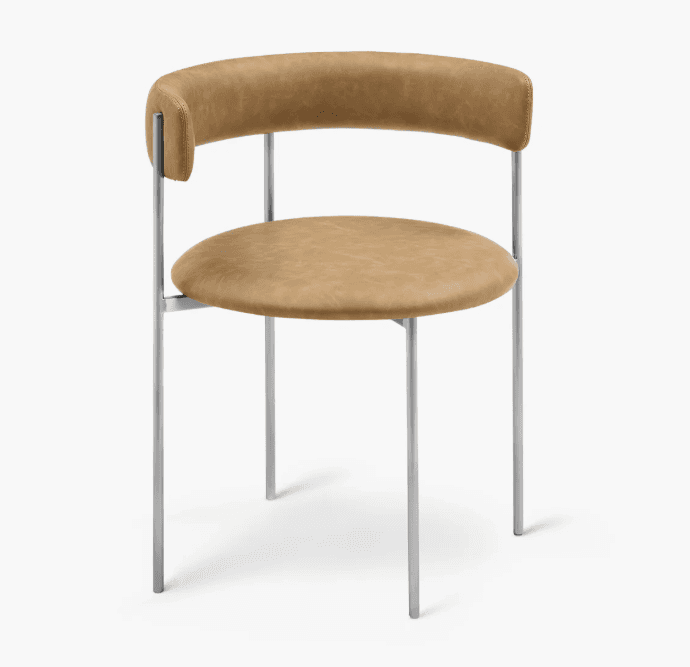 A modern armless dining chair featuring a circular upholstered seat and a curved, semi-circular upho… — free GLB 3D model