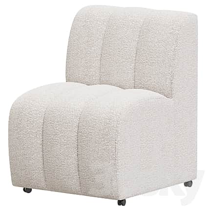 An off-white, armless modular chair upholstered in a textured bouclé fabric. The seat and backrest f… — free GLTF 3D model