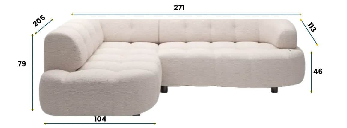 A modular L-shaped sectional sofa with a bouclé fabric upholstery. The sofa features a tufted design… — 3D model