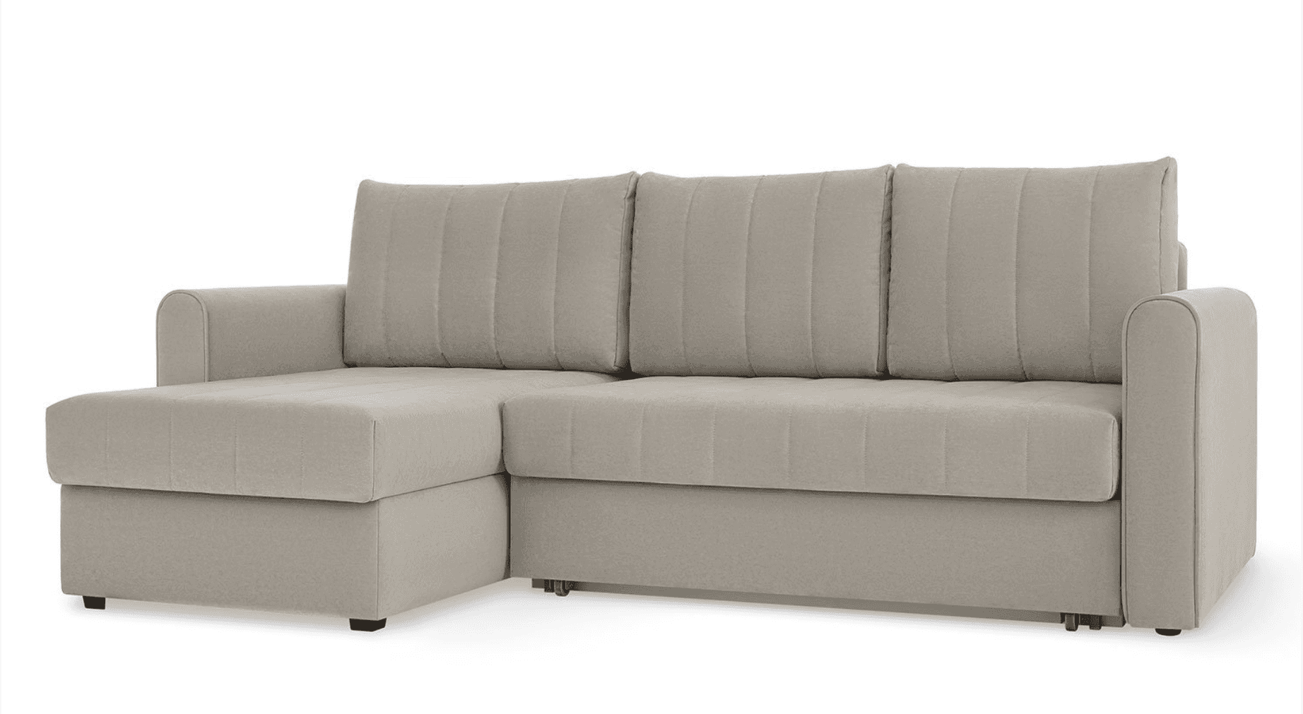 A contemporary sectional sofa featuring a chaise lounge extension on the left-hand side. It is uphol… — 3D model