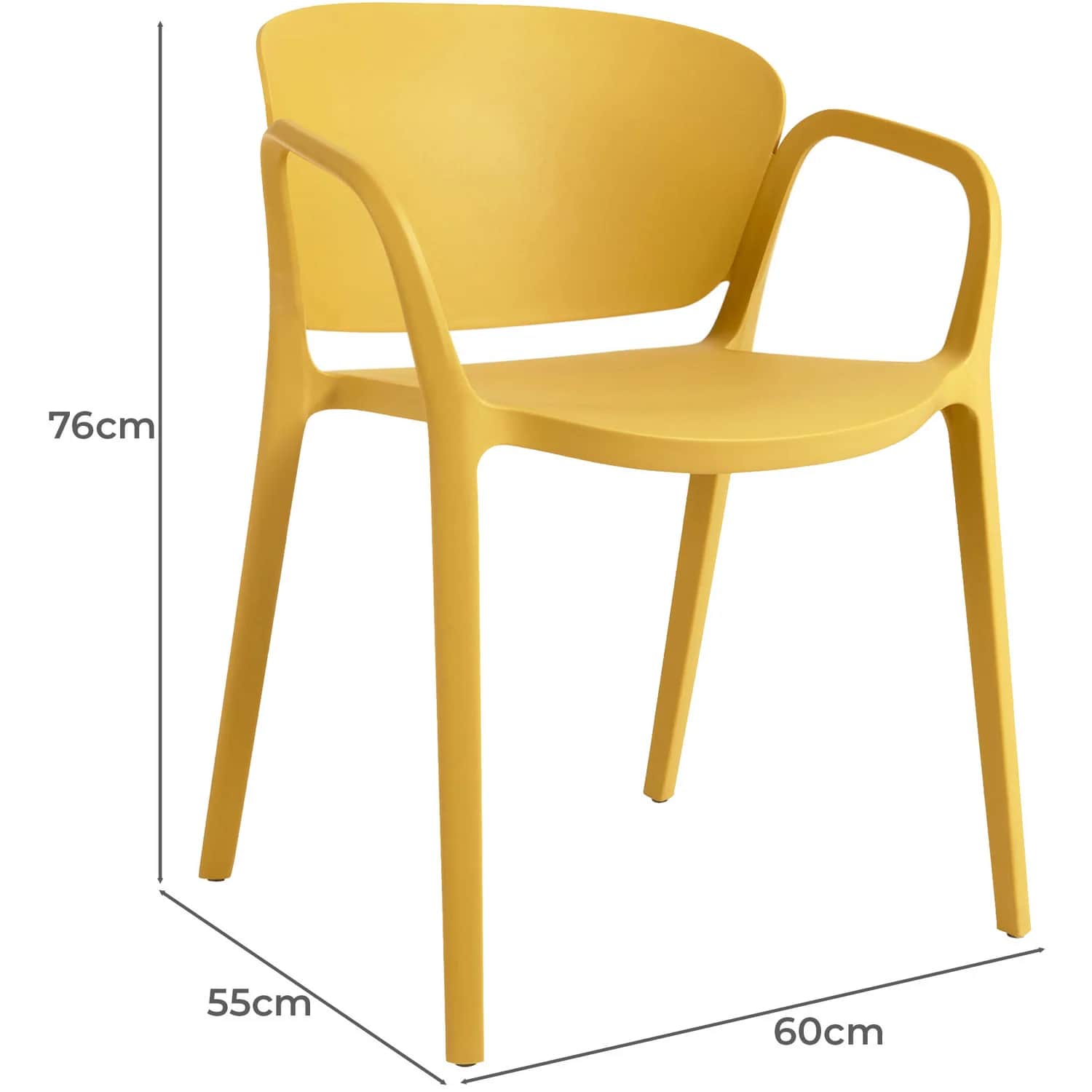 A bright yellow contemporary armchair, crafted from a single piece of molded plastic, featuring a cu… — 3D model