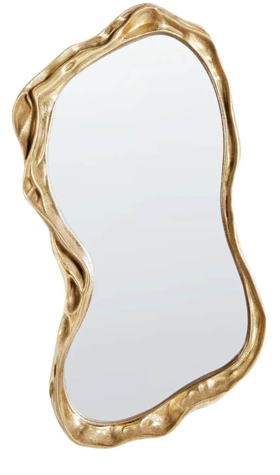 An ornate, irregularly shaped mirror with a textured, gold-toned frame. The frame has a fluid, organ… — 3D model