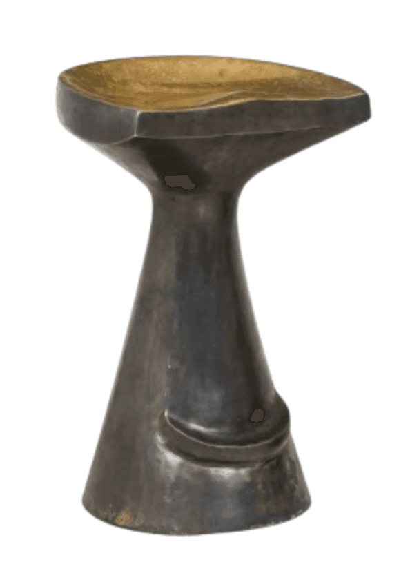 A sculptural, brutalist-style stool or accent table crafted from two types of metal. The base is a d… — 3D model