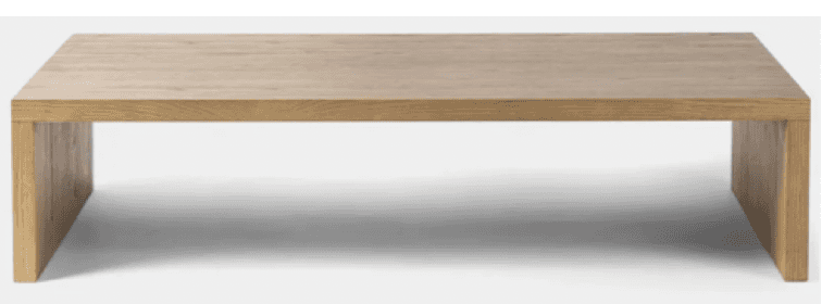 A rectangular coffee table constructed entirely from light-colored solid wood, featuring a minimalis… — 3D model