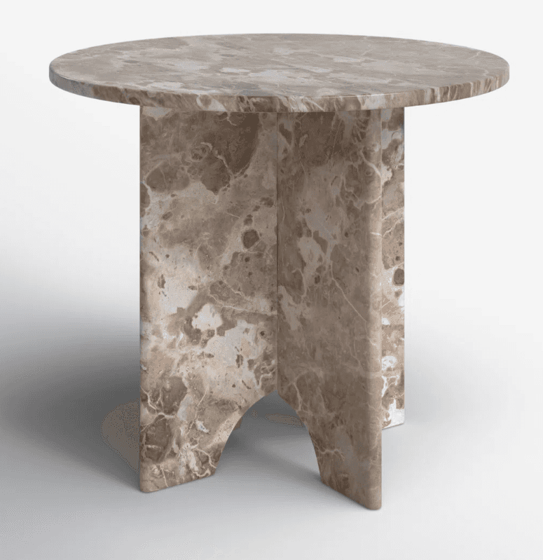 A round side table with a pedestal base. The tabletop is flat and circular, with a beveled edge. The… — 3D model