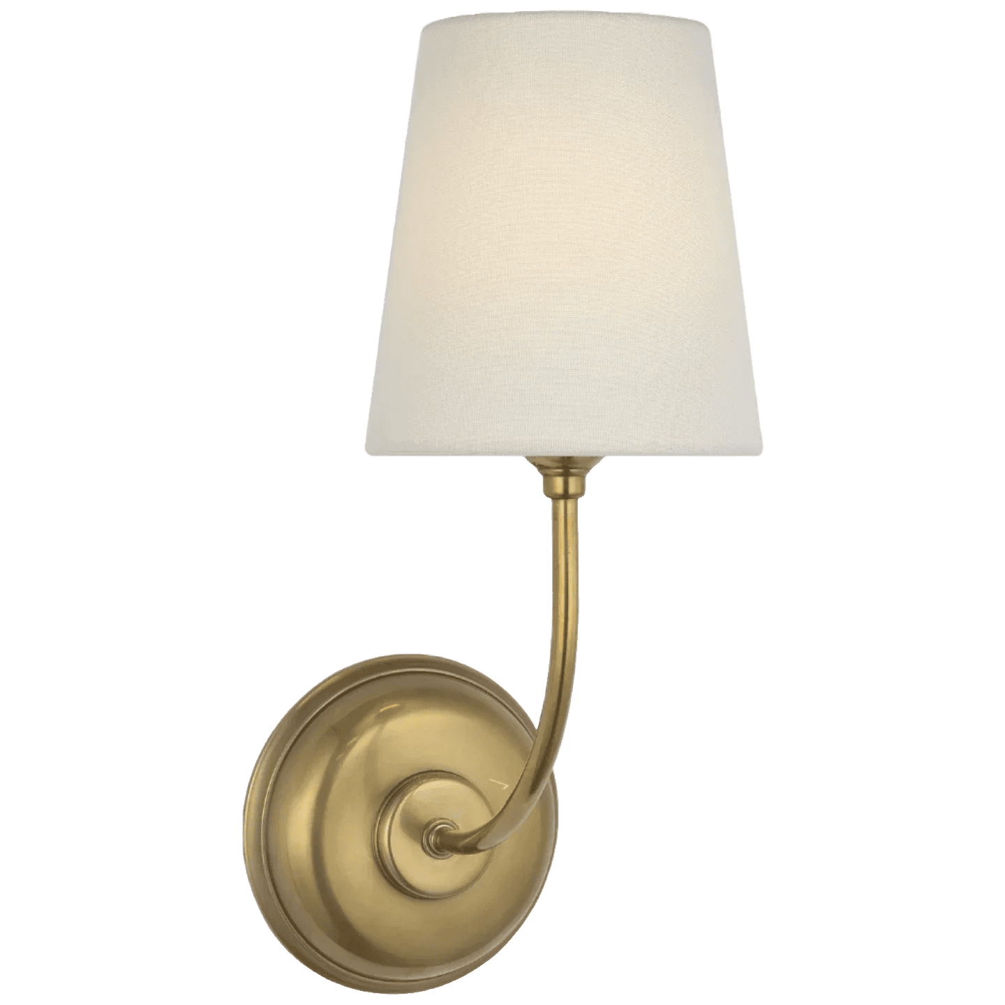 A traditional wall sconce featuring a polished brass finish and a tapered fabric shade. The fixture… — free GLB 3D model