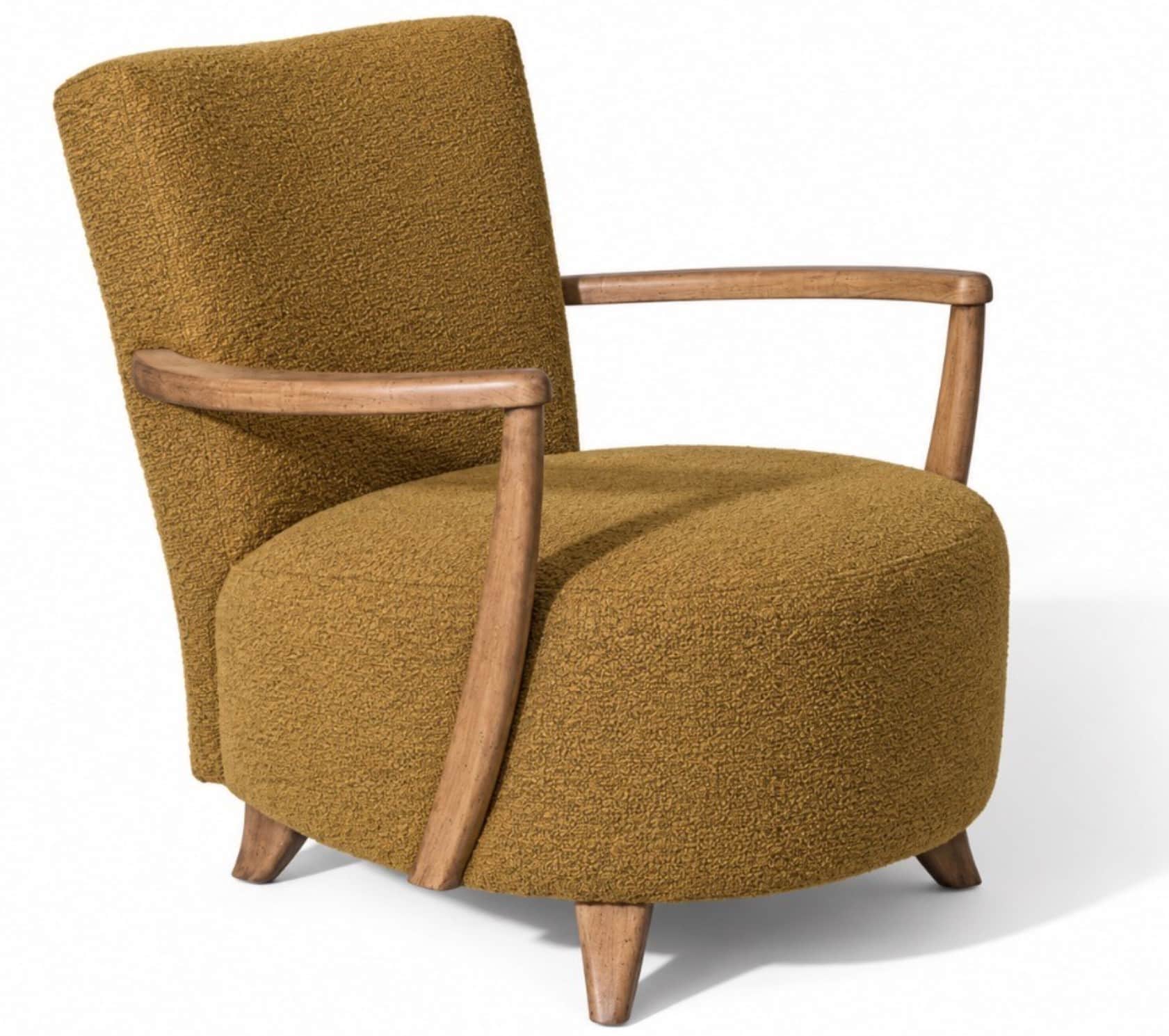 An upholstered lounge chair featuring a deep, rounded seat and a gently reclined backrest, all cover… — free OBJ 3D model