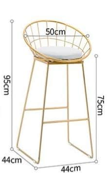 A contemporary bar stool featuring a gold-finished metal wireframe seat and backrest, complemented b… — 3D model