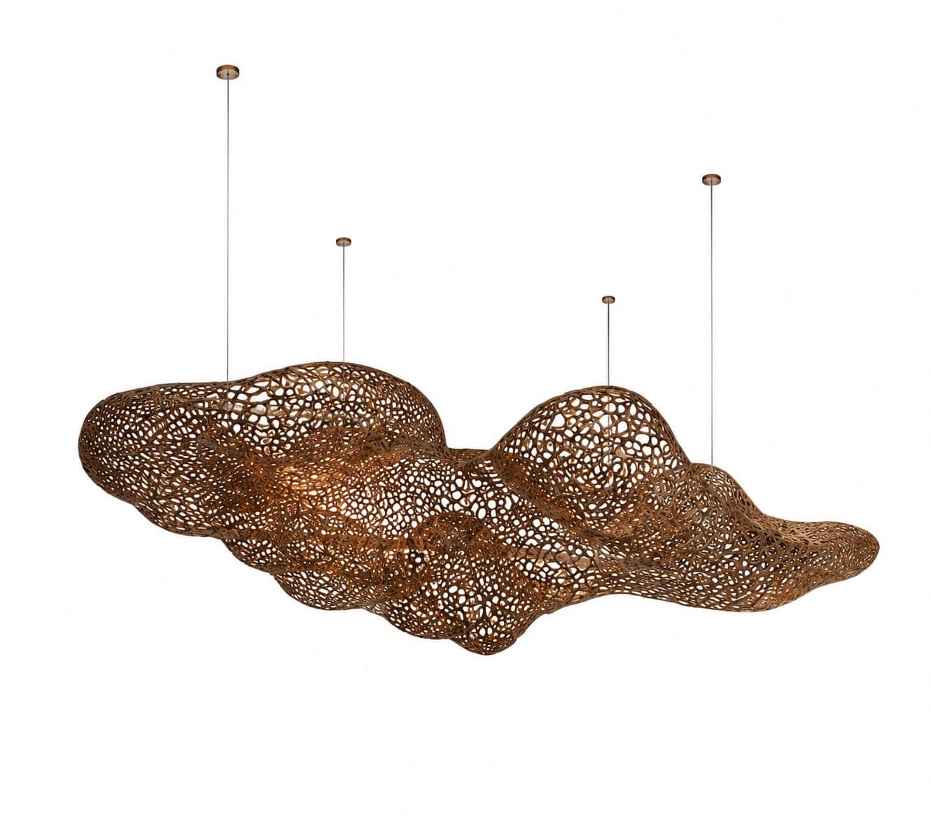 A large, organic-shaped light fixture or chandelier, possibly made from perforated metal or a simila… — 3D model