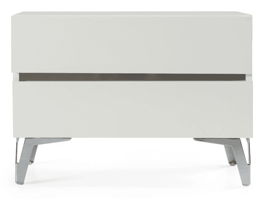 A modern white lacquered nightstand featuring two drawers with integrated recessed handles and suppo… — free BLEND 3D model