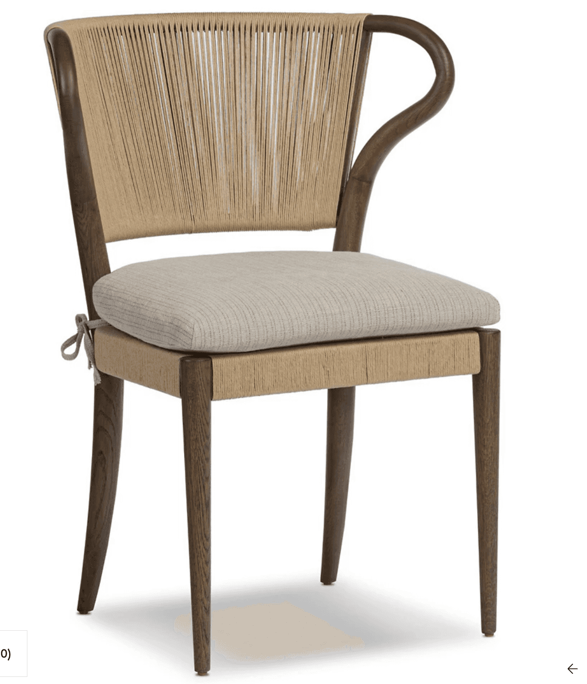 A dining chair with a wooden frame. The backrest is constructed from tightly woven rope or cord in a… — 3D model