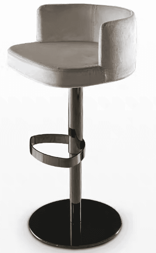 A contemporary bar stool featuring a comfortable upholstered seat with a low back and armrests, supp… — 3D model