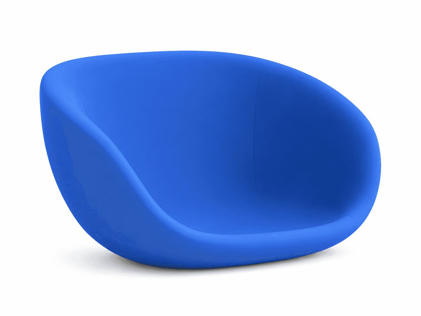A single-piece, brightly colored, scoop-shaped lounge chair with a modern, minimalist aesthetic, pre… — 3D model