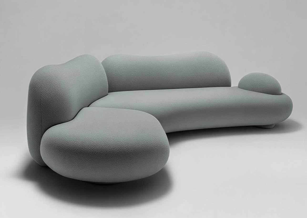 A contemporary, L-shaped sectional sofa featuring organic, rounded, and biomorphic forms, upholstere… — 3D model